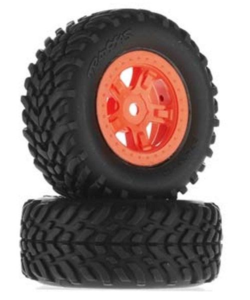 Traxxas 7674A SST 1/18 SCT Pre-Mounted Tires w/SCT Wheels (2) Orange - PowerHobby