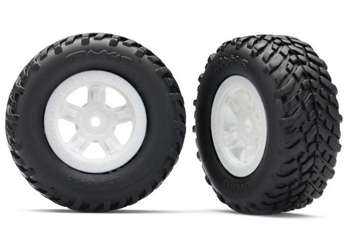 Traxxas Tires/Wheels Assembled Glued (SCT white wheels /SCT Off Road Tires) - PowerHobby