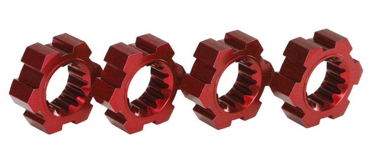 Traxxas 7756R Wheel Hubs Hex Aluminum Red-Anodized (4) X-Maxx - PowerHobby