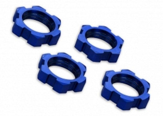 Traxxas 7758 Wheel Nuts Splined 17mm Serrated Blue (4) X-Maxx - PowerHobby