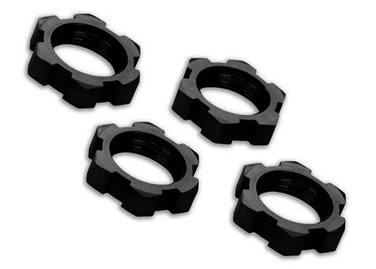 Traxxas 7758A Wheel Nuts Splined 17mm Serrated (Black-Anodized) (4) X-Maxx - PowerHobby