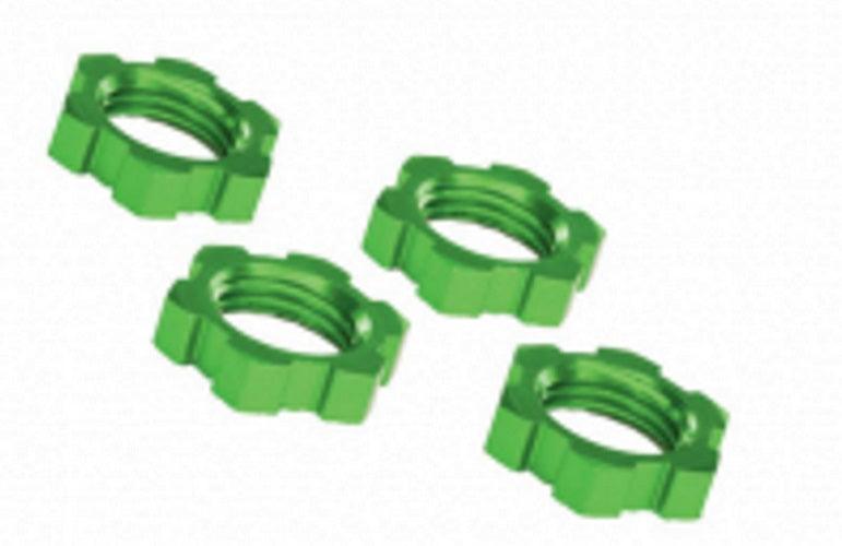 Traxxas 7758G 17mm Splined Wheel Nut Serrated (Green Anodized) (4) X-Maxx - PowerHobby