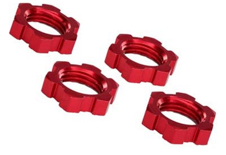 Traxxas 7758R Wheel Nuts Splined 17mm Serrated Red-Anodized X-Max - PowerHobby