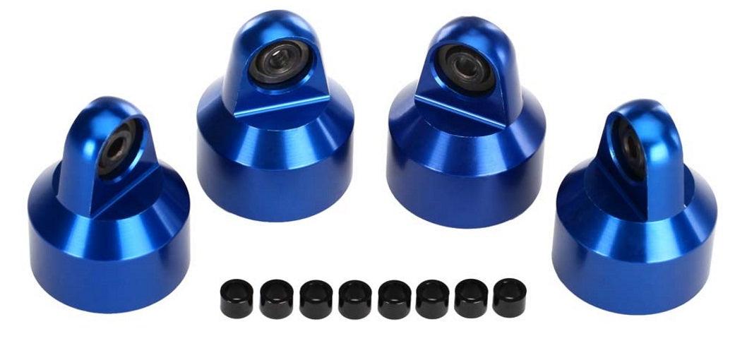 Traxxas 7764A Shock Caps Aluminum (Blue-Anodized) GTX shocks (4)/Spacers (8) - PowerHobby