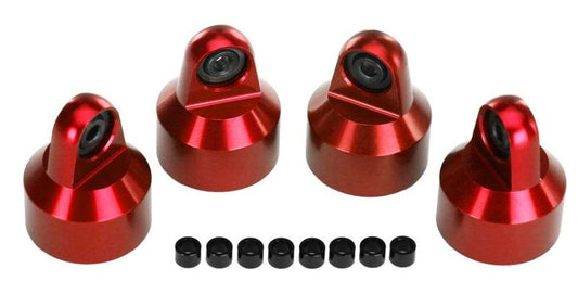 Traxxas 7764R Shock Caps Aluminum Anodized GTX Shocks (4)/Spacers (8) X-Maxx - PowerHobby