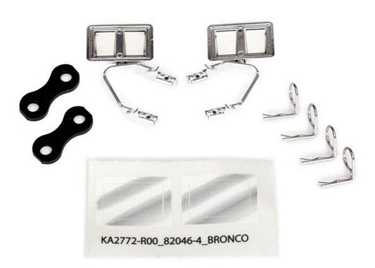 Traxxas 8073X Mirrors Side Chrome (Left & Right)/ Retainers /Body clips TRX-4 - PowerHobby