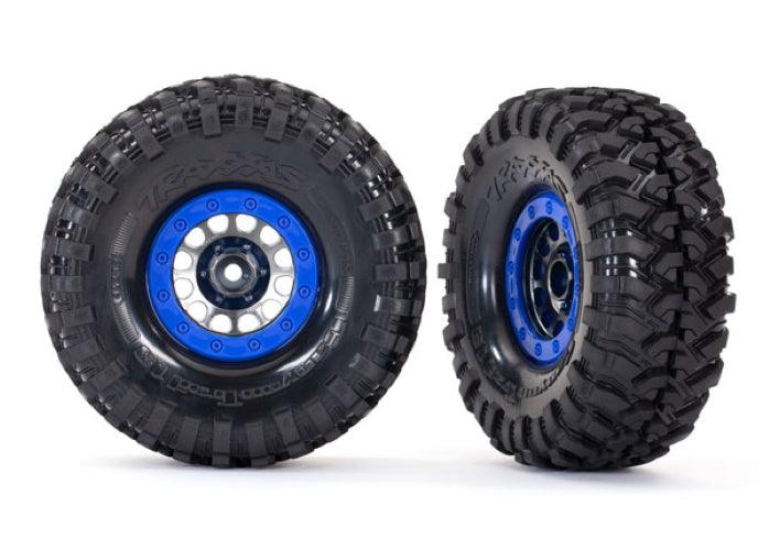 Traxxas Tires and Wheels (Method 105 1.9' Black/Chrome Blue Beadlock Style Wheel) - PowerHobby