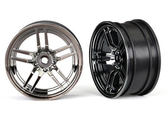 Traxxas Wheels 1.9' Split-Spoke (Black Chrome) (Front) (2) 4-Tec 2.0 Ford GT - PowerHobby
