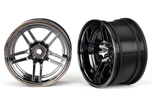Traxxas Wheel 1.9' Split-spoke (Black Chrome) (Wide, Rear) 4-Tec 2.0 Ford GT - PowerHobby