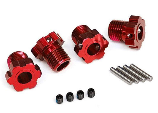 Traxxas 8654R Red 17mm Splined Wheel Hub Set (4) - PowerHobby