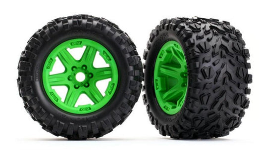 Traxxas 8672G Tire /Wheel Assembled Glued (Green Wheels, Talon EXT Tires) - PowerHobby