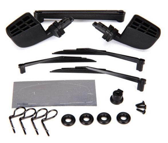 Traxxas 8817 Mirrors Side Black (Left & Right)/ O-rings (4)/ Windshield Wipers - PowerHobby