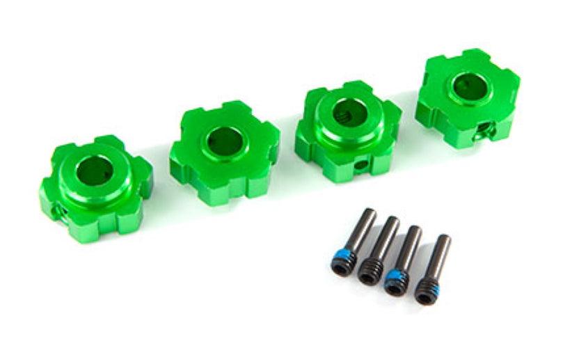 Traxxas 8956G Wheel Hubs Hex Aluminum (Green-anodized) (4) Screw Pins (4) Maxx - PowerHobby