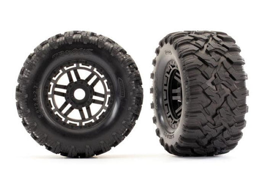 Traxxas 8972 Tire /Wheel Assembled Glued (Black Wheels Maxx All-Terrain Tires) - PowerHobby