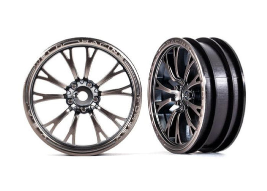 Traxxas 9472A Wheels Weld Satin Black Chrome (Front) (2) Drag Slash - PowerHobby