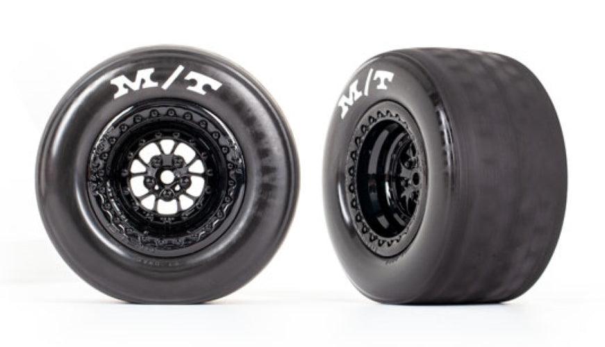 Traxxas Tires & Wheels Assembled Glued (Weld Gloss Black Wheel Tire) Drag Slash - PowerHobby