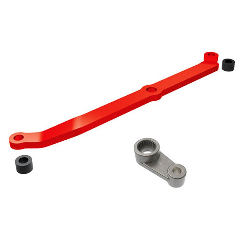 Traxxas 9748-RED TRX-4M Aluminum Steering Link w/Metal Servo Horn / Spacers (Red) - PowerHobby