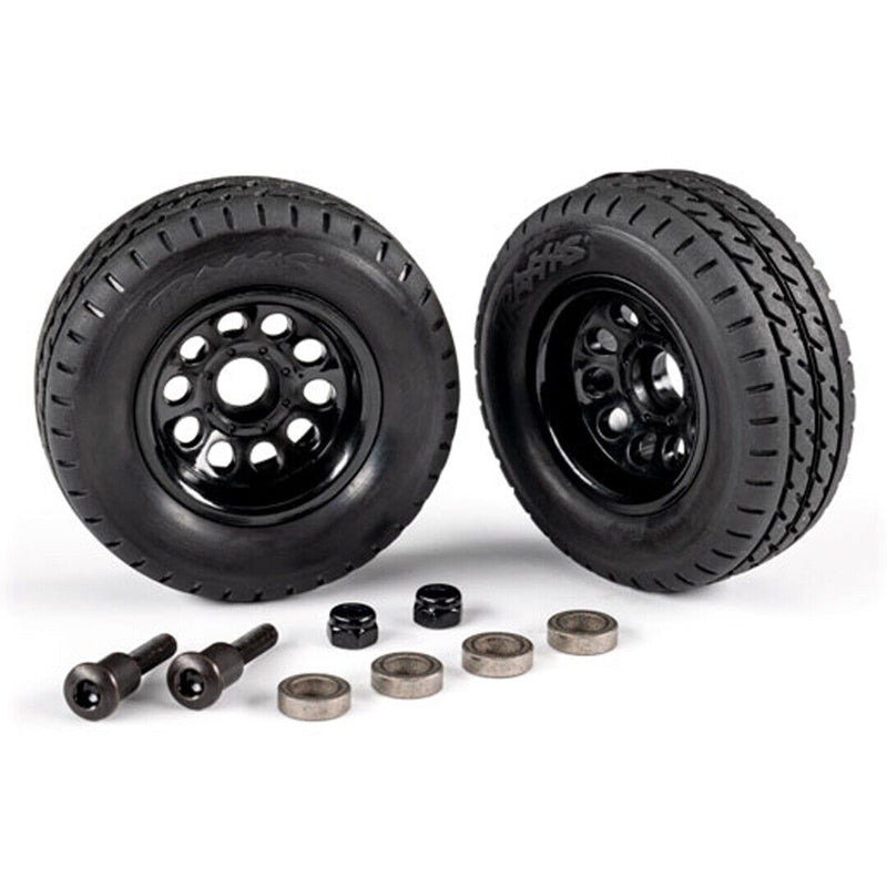 Traxxas 9797 TRX-4M Trailer Tires w/ Black Wheels & Mounting Hardware (2) - PowerHobby