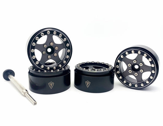 Treal X002VQYUYT Beadlock Wheels 1.9 Alloy Rims Type E (Black-Black) for 1:10 Sc - PowerHobby