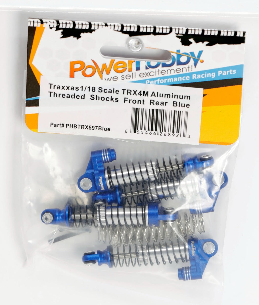 Powerhobby Aluminum 51mm Long Travel Shocks Blue FOR Traxxas TRX-4M - PowerHobby