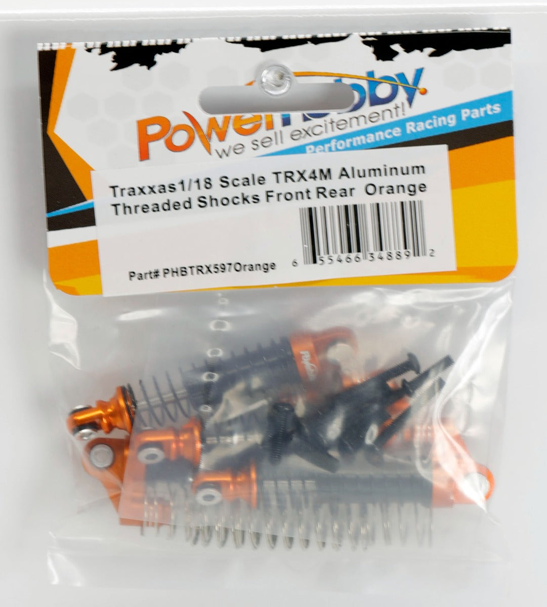 Powerhobby Aluminum 51mm Long Travel Shocks Orange FOR Traxxas TRX-4M - PowerHobby