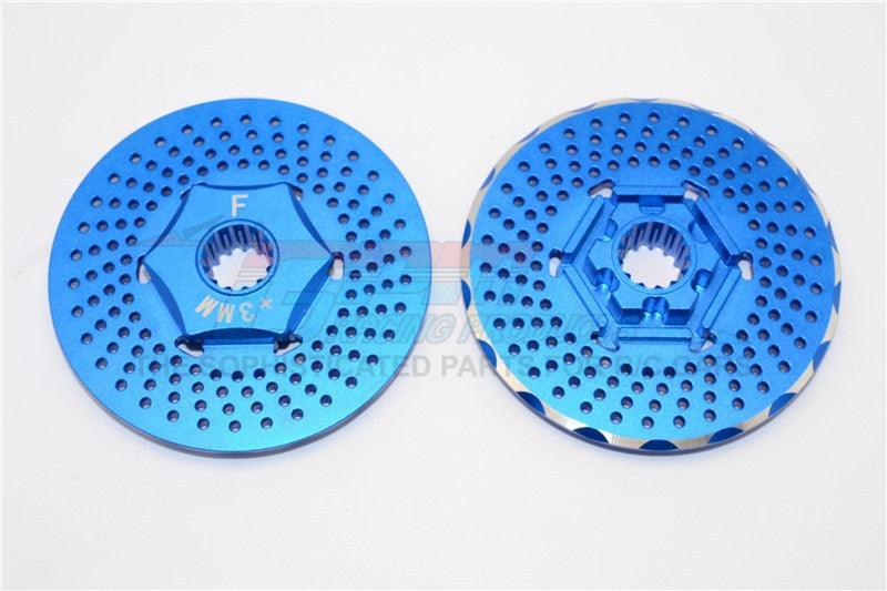 GPM ALUMINUM FRONT WHEEL HEX CLAW +3MM WITH BRAKE DISK TRAXXAS X-MAXX 4X4 BLUE - PowerHobby