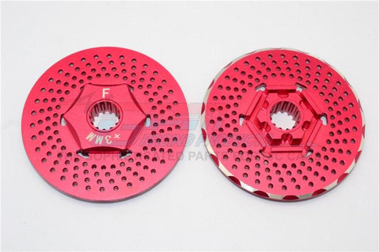 GPM ALUMINUM FRONT WHEEL HEX CLAW +3MM WITH BRAKE DISK TRAXXAS X-MAXX 4X4 RED - PowerHobby