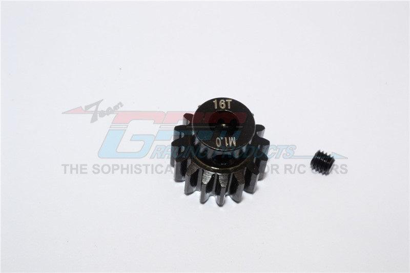 GPM TXM016TS-BLACK STEEL MOTOR GEAR 16T TRAXXAS X-MAXX 4X4 - PowerHobby