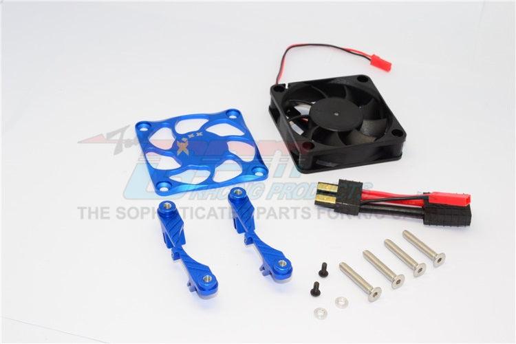 GPM ALUMINUM MOTOR HEATSINK WITH COOLING FAN TRAXXAS X-MAXX BLUE - PowerHobby