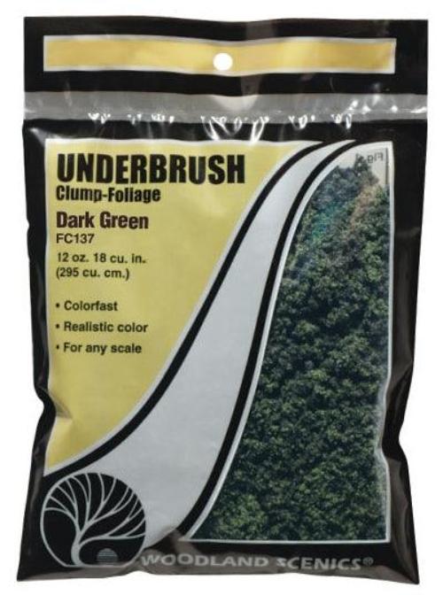 Woodland Scenics FC137 Underbrush Clump Foliage Dark Green Bag Train Scenery - PowerHobby