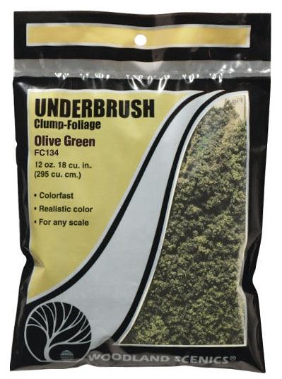 Woodland Scenics FC134 Underbrush Clump Foliage Olive Green Bag Train Scenery - PowerHobby