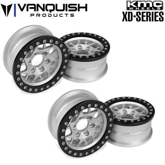 Vanquish VPS07711 KMC 1.9" XD127 Bully Clear Wheels (4) Rock Cralwer SCX10 - PowerHobby