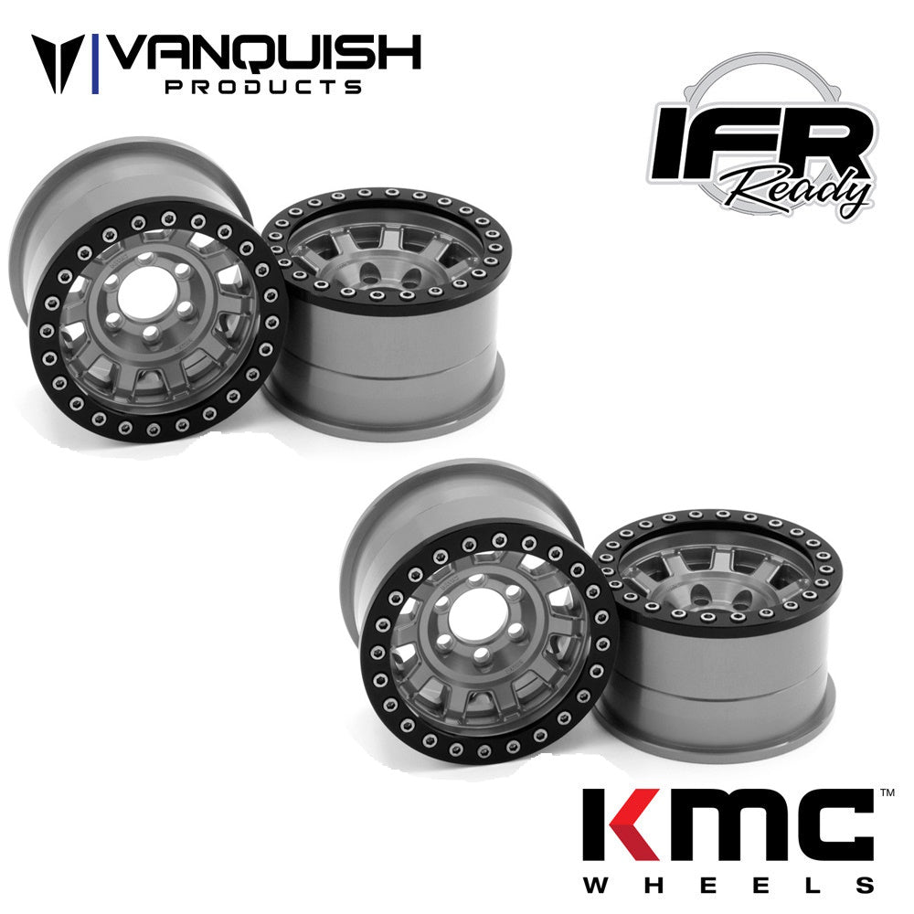 Vanquish VPS07782 KMC 1.9" KM236 Tank Grey Wheels (4) Rock Crawler - PowerHobby