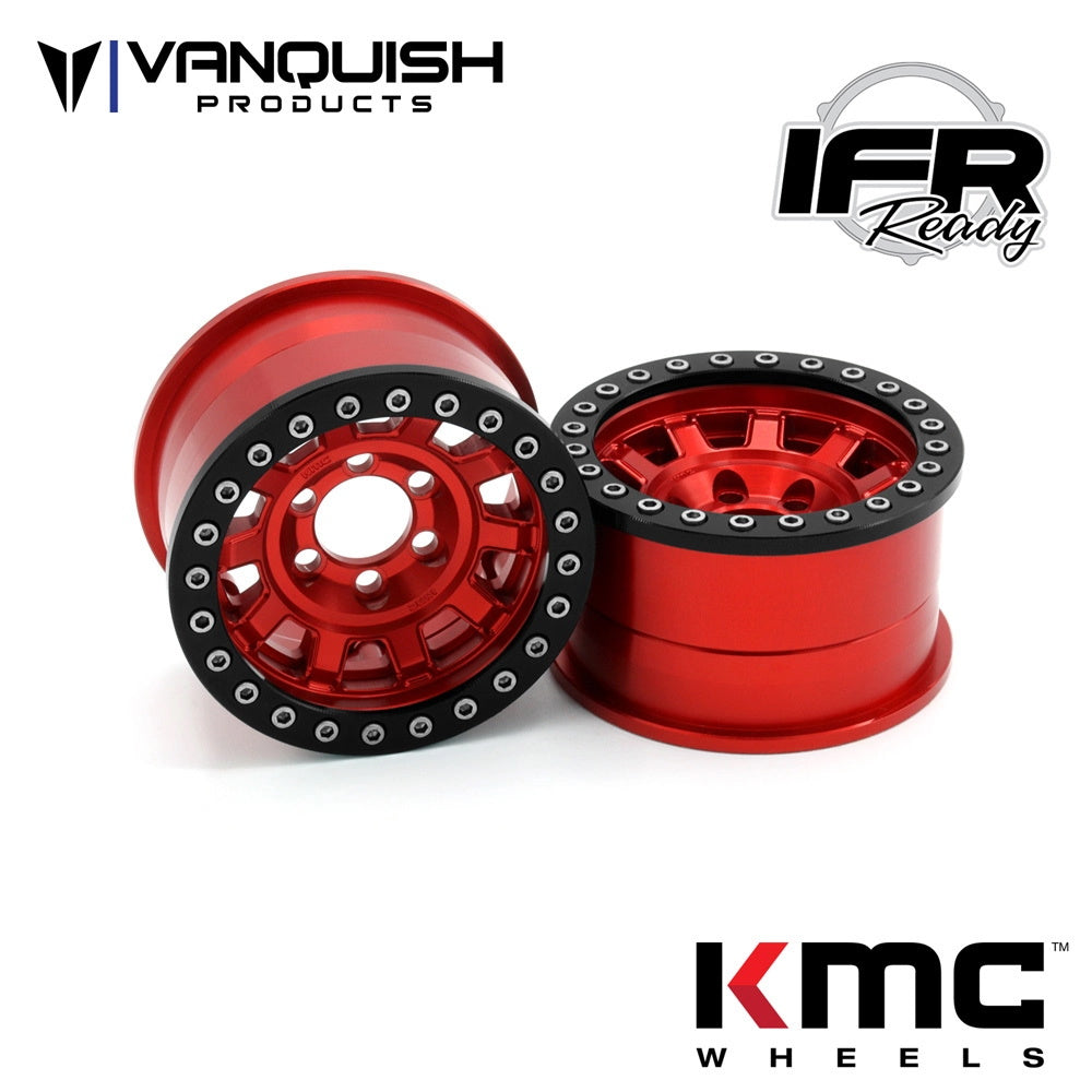 Vanquish VPS07783 KMC 1.9 KM236 Tank Red Wheels / Rims (4) Rock Cralwer - PowerHobby