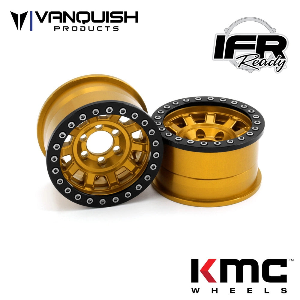 Vanquish VPS07787 KMC 1.9 KM236 Tank GOLD Wheels / Rims (4) Rock Cralwer - PowerHobby