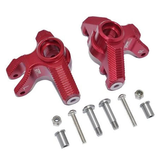 GPM LMT021-R Alum FR Knuckle Arm Set, Losi 1/8 LMT Solid Axle Red - PowerHobby