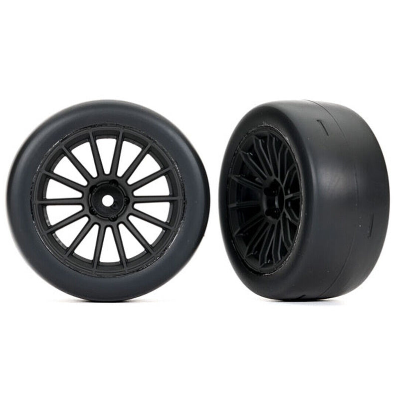 Traxxas 9375 Tires & wheels black wheels 2.0' ultra-wide slick tires rear (2) - PowerHobby