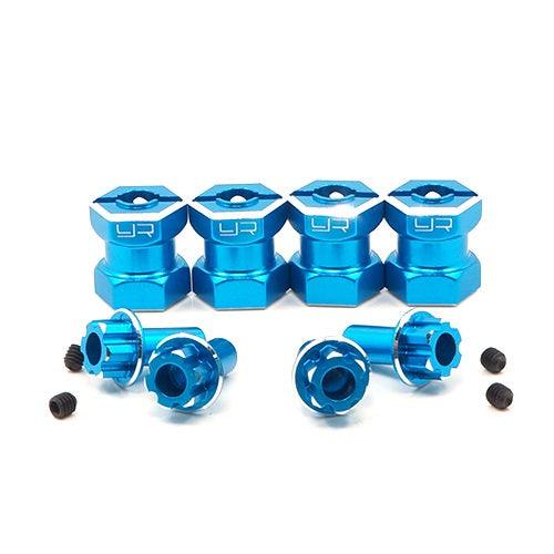 Yeah Racing Aluminum Hex Adaptor 15mm Offset For 12mm Hex Wheel Blue Crawlers - PowerHobby