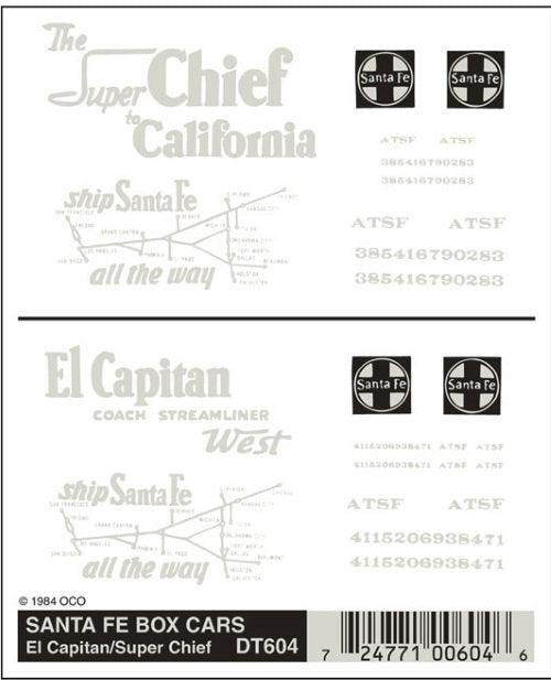 Woodland Scenics DT604 Santa Fe Box Cars-Passenger Decal (1 Sheet) - PowerHobby