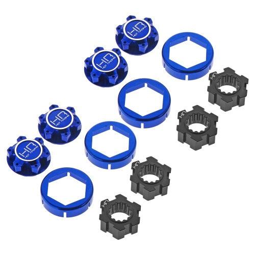 Hot Racing XMX10X06 Aluminum 24mm Hex Hub Wheel Lock Set Blue Traxxas X-Maxx - PowerHobby