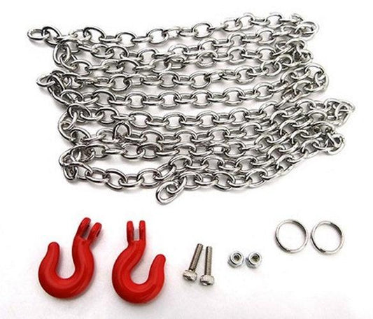 Hot Racing XPACC84TC02 1/10 Scale Model Metal Tow Chain For Rock Crawler - PowerHobby