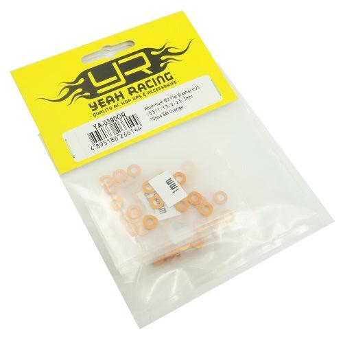 Yeah Racing YA-0390OR Aluminum M3 Flat Washer Set (10) Orange - PowerHobby