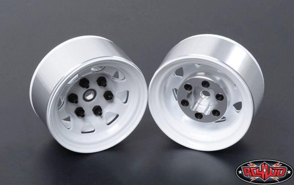 RC4WD Z-W0035 Stamped Steel 1.55 Stock White Beadlock Wheels (4) - PowerHobby